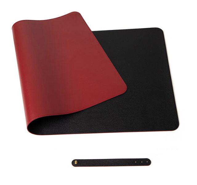 Double Sided PU Leather Mouse Pad (Large) – Black/Red