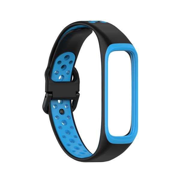 Silicone Sport Strap Compatible With Samsung Galaxy Fit 2 R220-Black &amp; Navy