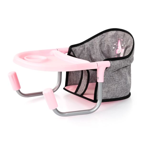 Bayer Dolls Toy Table Seat With Tray (Pink/Grey) Butterfly (24cm Tall)