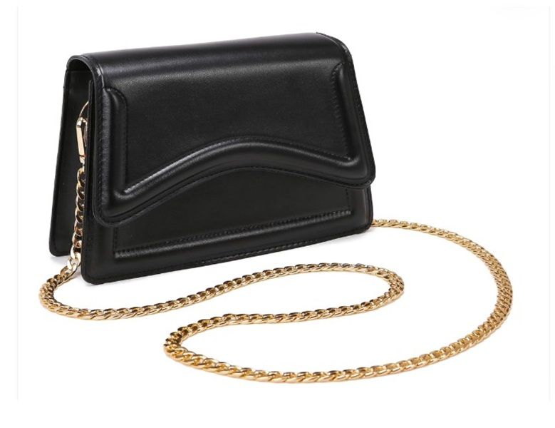 Cross Body Bag with Chain Strap - Black