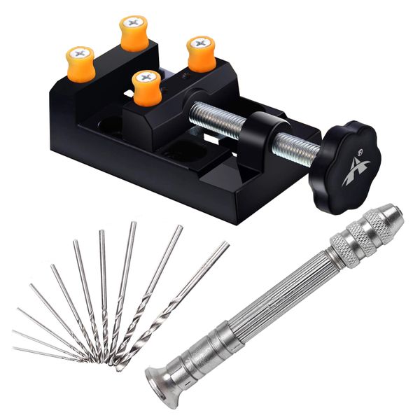 ALANES 12 Pieces Pin Vise Hand Drill Tools Set with Adjustable Clamp