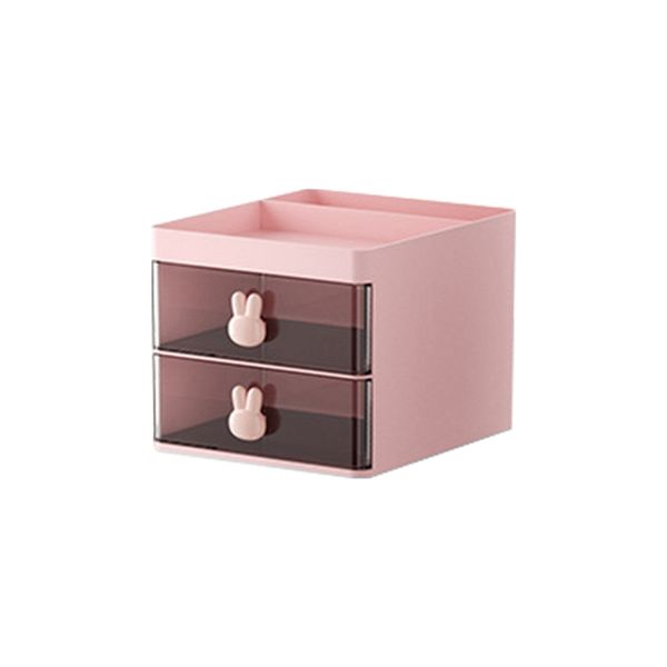 Desktop Storage Box Tube Transparent Drawer Pink