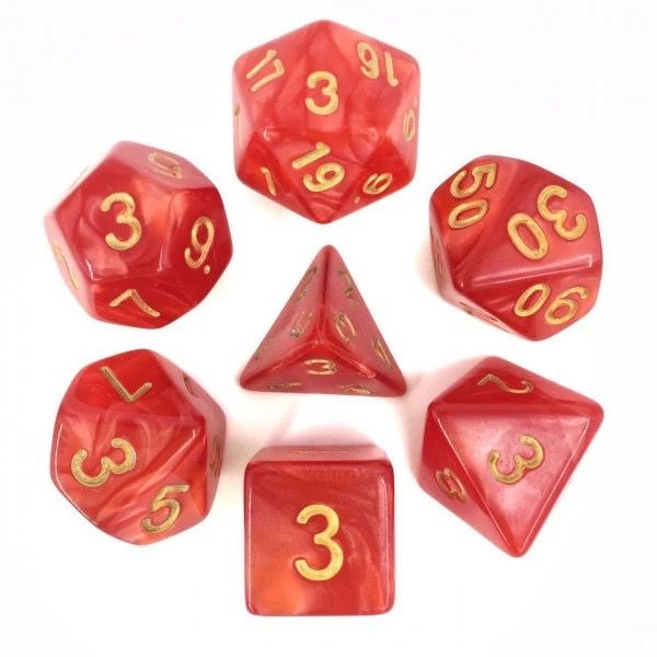 7 Polyhedral DND Role Playing Dice With Black Suede Bag