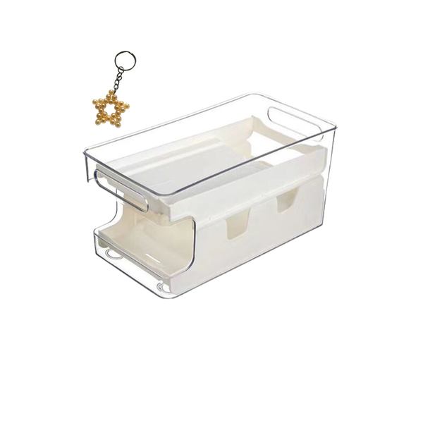 Double-Layer Automatic Rolling Beverage Soda Can Storage Dispenser and Handmade Key Ring