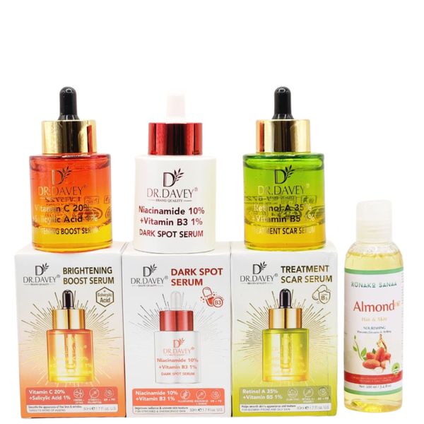Dr. Davey Treatment Scar, Dark Spot, Boost Serum, Runako Sanaa Almond Oil