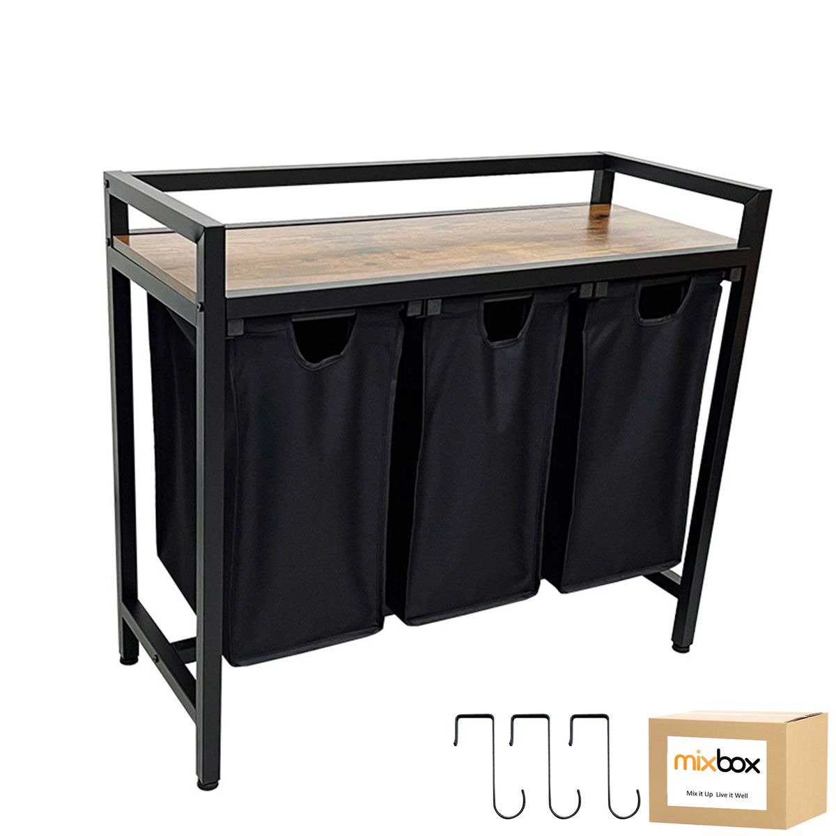 Mix Box Laundry Basket Removable Folding Storage with 3 Removable Bags&Hook