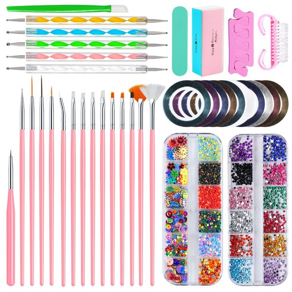 Nail Art Kit for Beginners, Nail Art Supplies With Nail Art Brushes