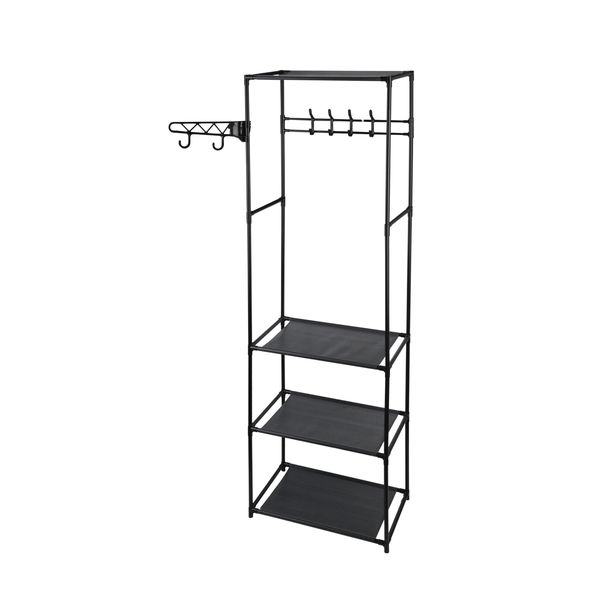Multi-Functional Standing Coat Rack with 3 Fabric storage shelves