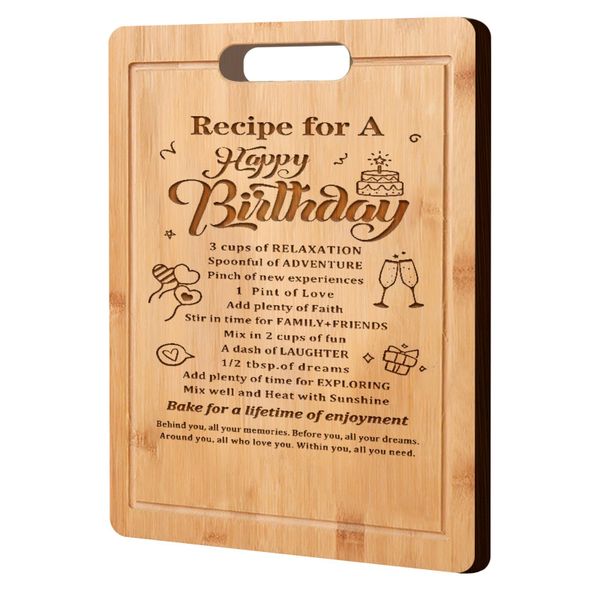 Laser Engraved Bamboo Cutting Board Birthday Cool Gifts for Women Men