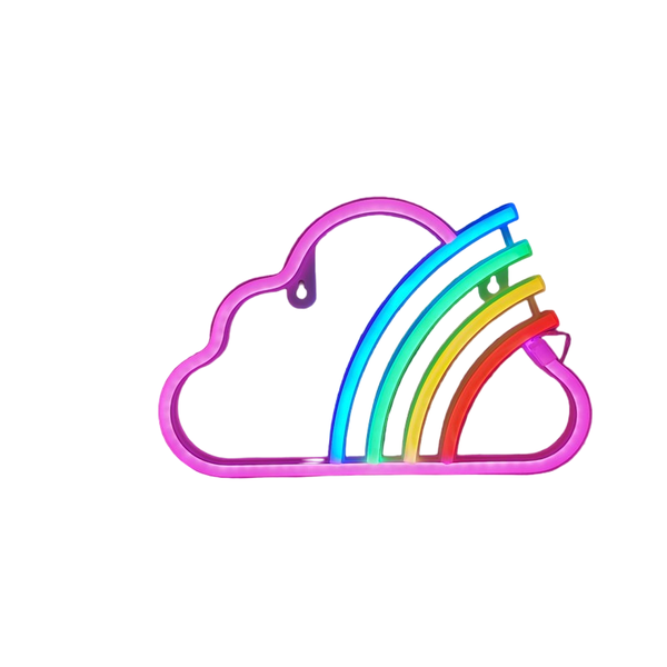 USB Powered Rainbow Through Cloud Neon Lamp With Back Plate + On Off Switch