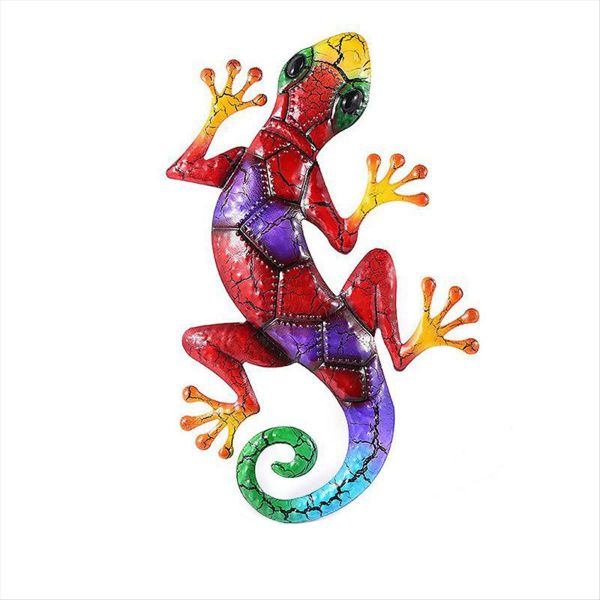 Metal Gecko Yard Garden Decoration for Outdoor Statues Wall Decor C