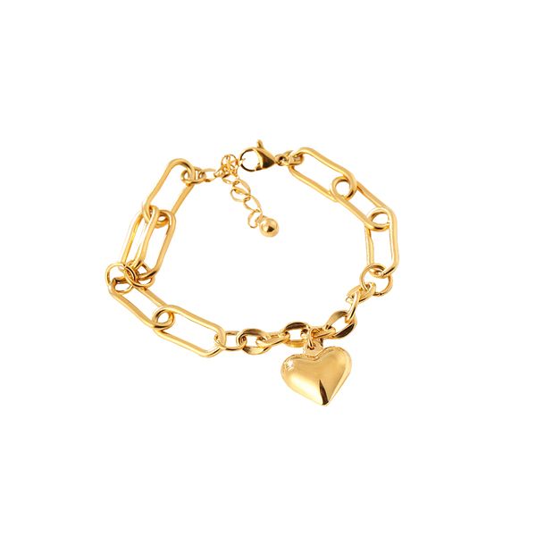 Plated Heart Link Chain Bracelet