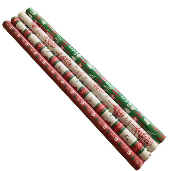 Premium Christmas Gift Wrapping Paper (Pack of 4) 70cm x 2m
