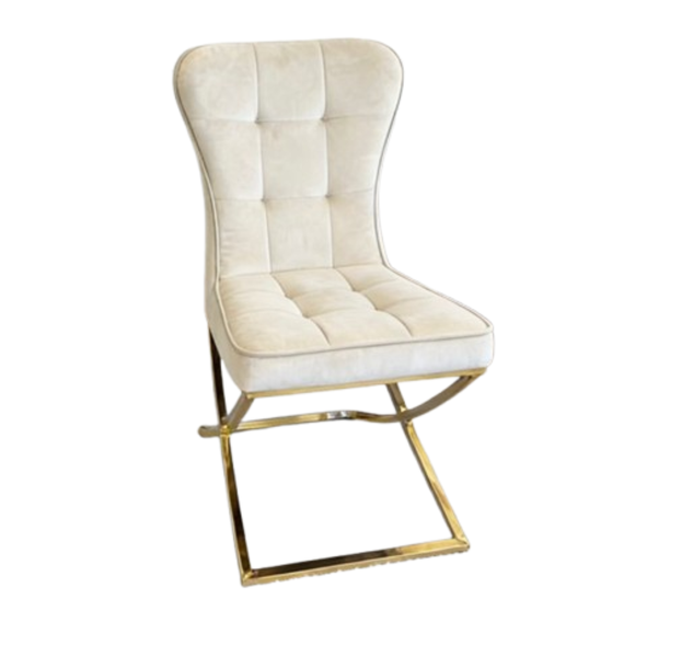 Luxury Upholstered Dining Chair - Metal Base with Plush Fabric Seat