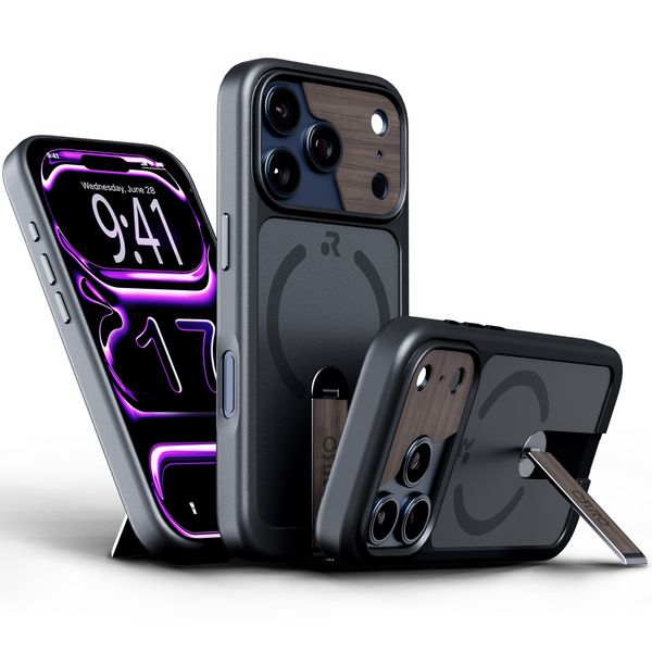 ORRO Orbit Black Case for iPhone 17 Pro/ Pro Max -MagSafe Compatible, Stand