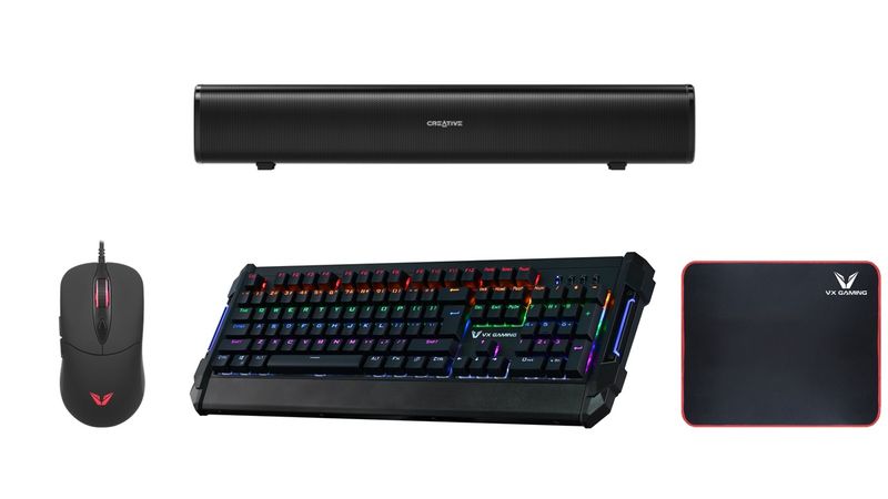 VX Gaming RGB Bundle: Keyboard, 12,000 DPI Mouse, Mousepad &amp; Soundbar