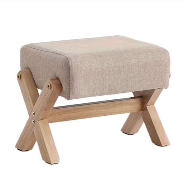 Decor Modern Wooden Rectangle Cushion Chair Foot Stool 32cm
