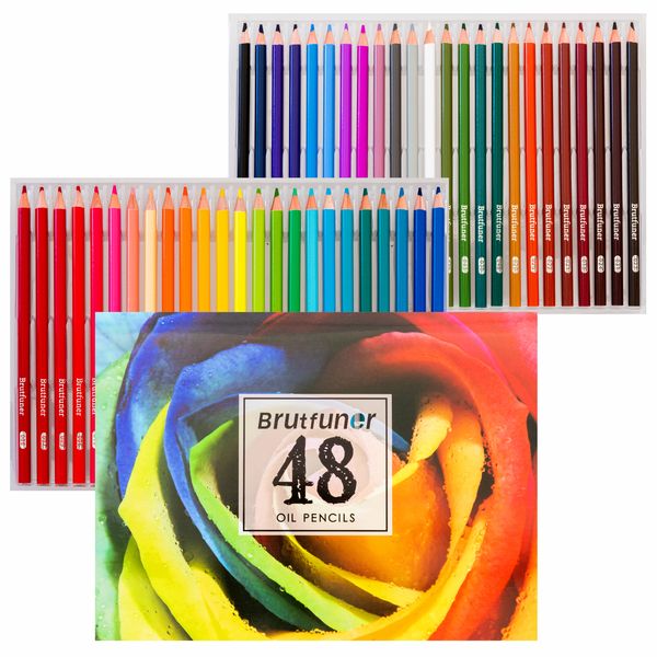 BRUTFUNER 48pc Premium Oil Based Colour Pencil Set