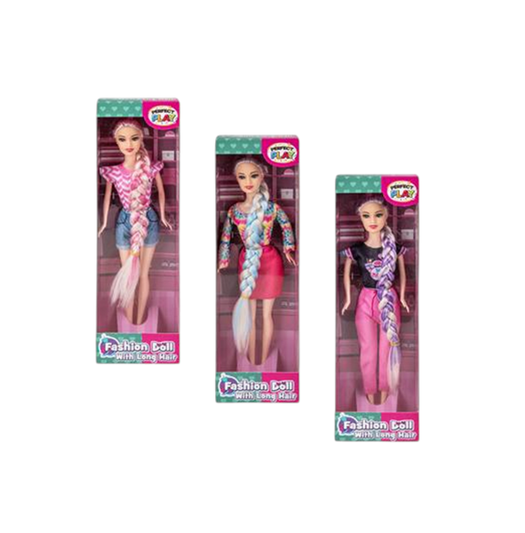 Fashion Doll With Extra Long Hair 28cm x 3