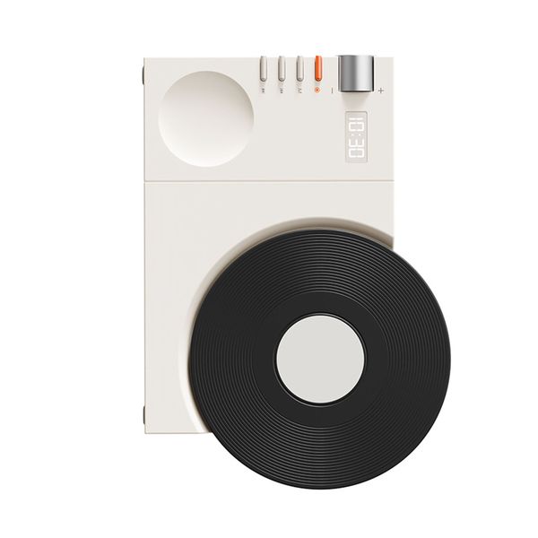 Vintage BT Speaker, Digital Clock, White