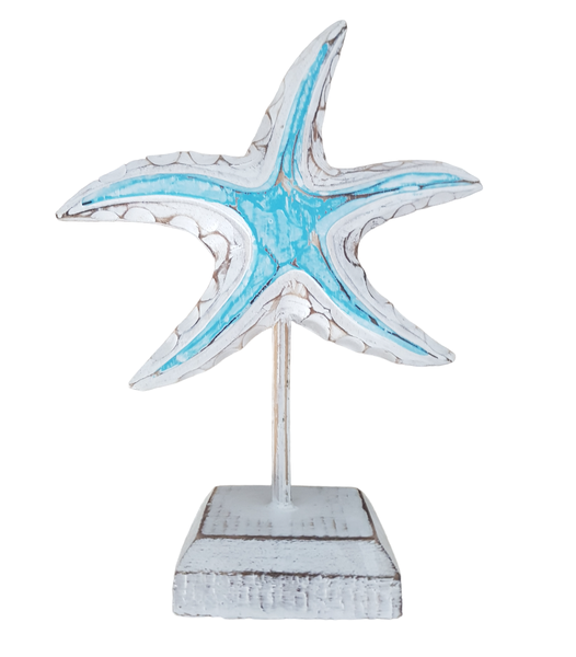 Nautical Beach Theme Wooden Tabletop Starfish - 22cm
