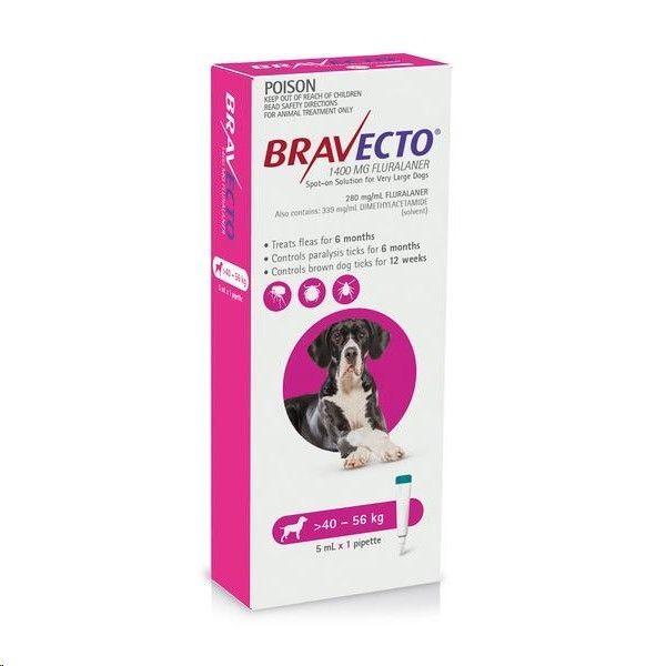 Bravecto Chewable Tick &amp; Flea Tablet for Dogs - 40-56kg (1 Chew)