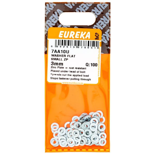 EUREKA Flat Washer Small Zinc Plated 3mm Q:100 7AA10U