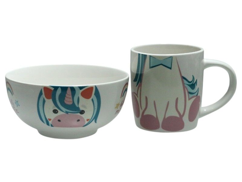 Kids 2 - Piece Porcelain Mug &amp; Bowl Set Pony Motif
