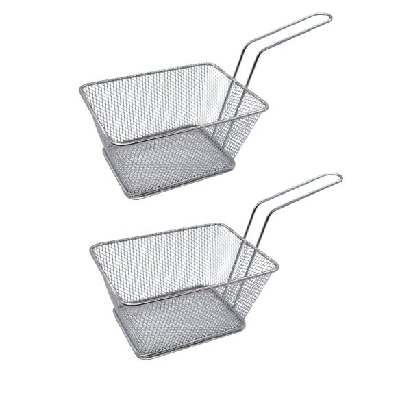 Elegant and Handy Rectangular Steel Frying - Chip Basket - 14 x 11 x 7cm - 12-Pack