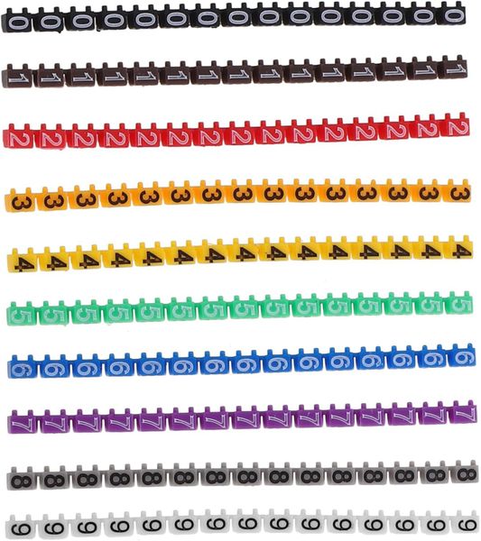 Clip Wire Label Tubes Plastic Digital Number Markers for Cable Organizatio