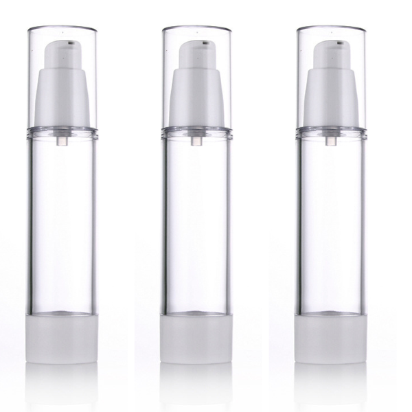 Set of 3 Transparent Empty Airless Pump Lotion Bottles - 50ml