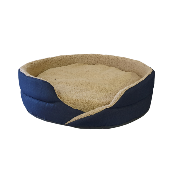 Sheepskin &amp; Denim Foam Bed For - Cats &amp; Dogs (Light Brown)
