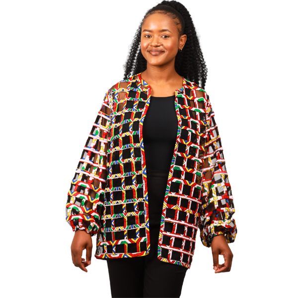 Orange Ndebele Basket Kimono Top