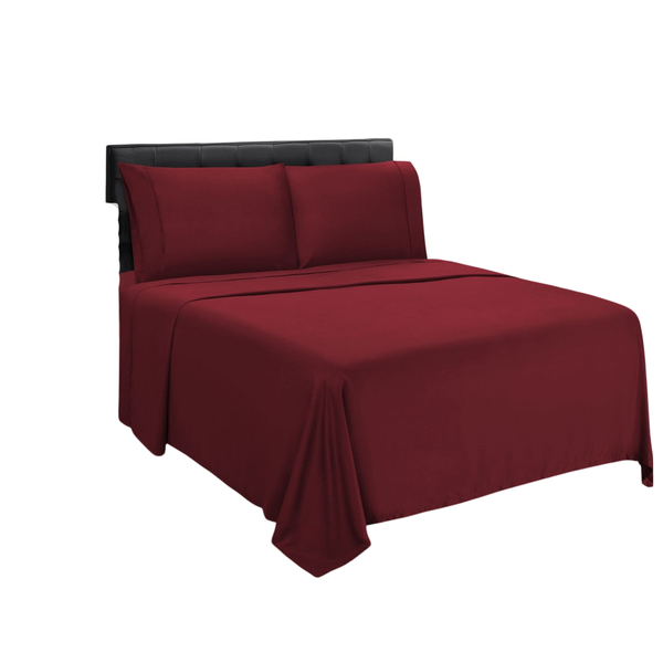 MAMS Flat Sheet Queen Size 230x235 cm with 2 Standard Pillowcases - Maroon