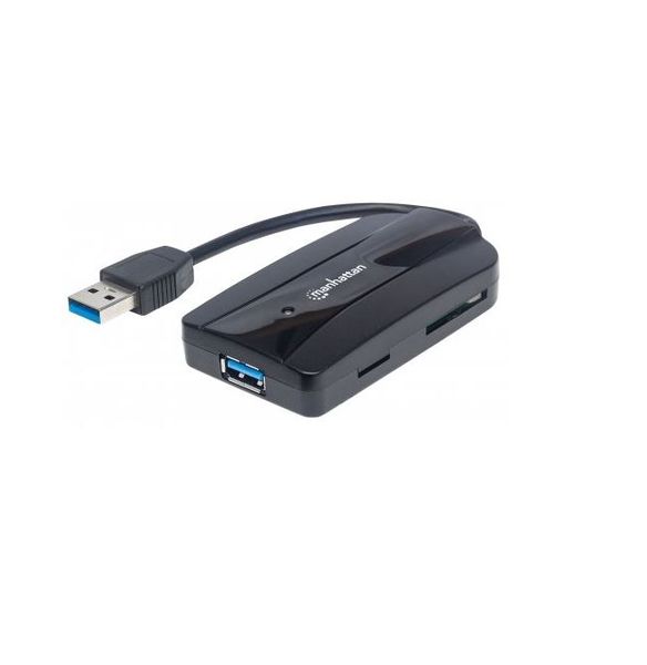 Manhattan SuperSpeed USB 3.0 Hub and Card Reader/Writer - Three Ports