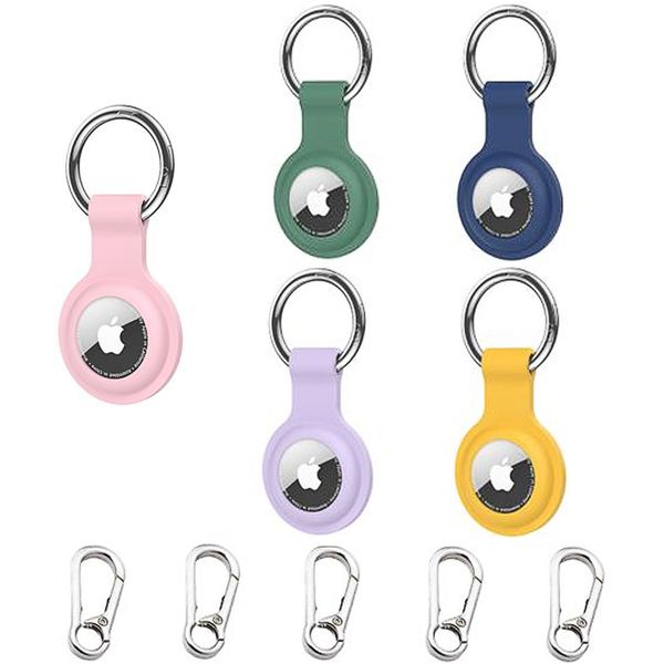 5Pcs AirTag Keychain,Silicone Holder with AirTag Case and Carbines