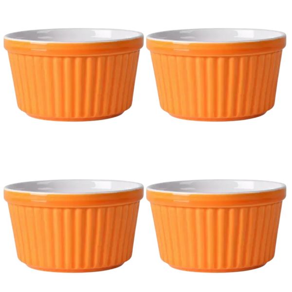 4 Pack - 3-Inch Baking &amp; Dessert Ramekins With Ribbed Design