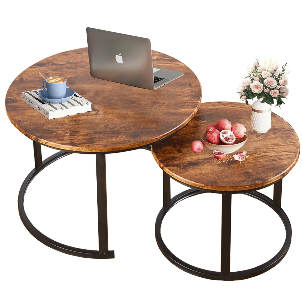 Nesting Coffee Table Set 2 Side End Tables Office Center Desk Living Room