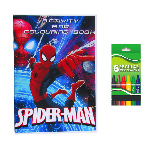 Spiderman Activity and Colouring Book A5 plus 6 Wax Crayons