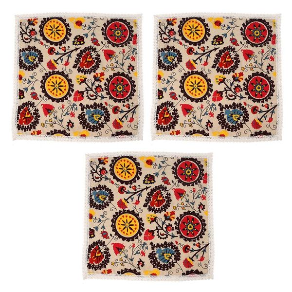 Vintage Square Cotton Lace Sun Flower Washable Tablecloth Dinner Size