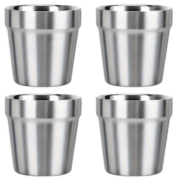 4 Pieces 175ML Stainless Steel Beer Mug Stackable Tumbler Metal Cup