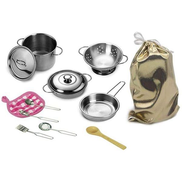 12 Pieces Pots and Pans Toys Simulation Stainless Steel Toy