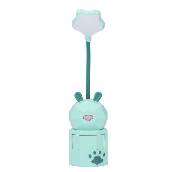 Cartoon Bunny Kids Reading Light USB Charging Gooseneck Storage Box Green