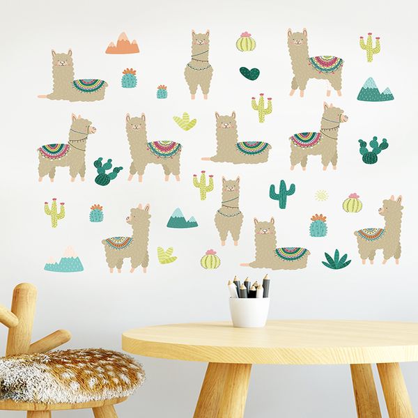 Cartoon Llama Vinyl Art Sticker for Wall Decoration