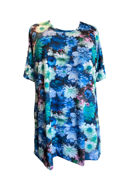 Plus Size Blue Floral Top