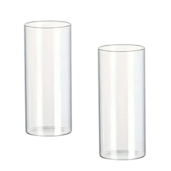 Decorative Cylinder Glass Candle Holders - 15 x 6.5cm - Set of 2