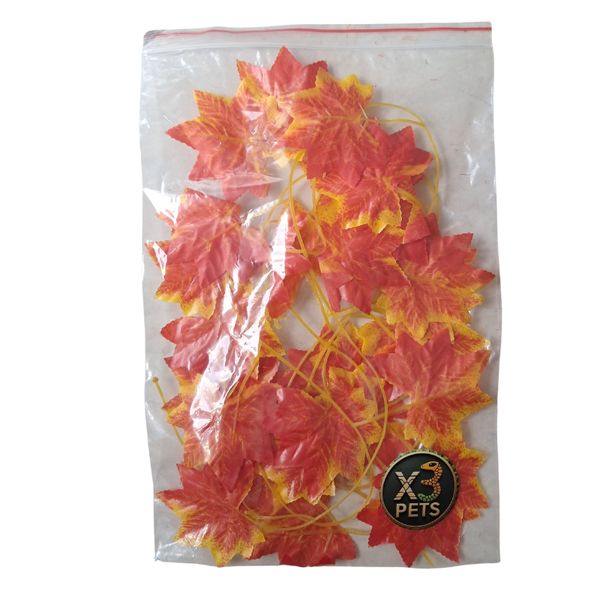 Artificial Reptile Leaf Décor - Plastic Vine Leaves (Orange ) Single Unit