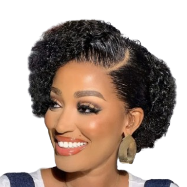 Pre-Plucked Brazilian Hair Kinky Curly Pixie Wig