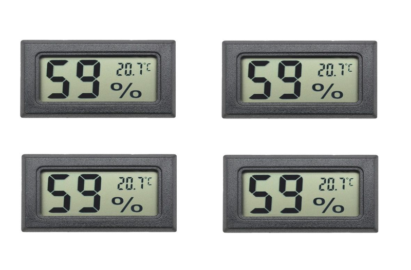 Set of 4 Mini Digital Temperature And Humidity Meters With LCD Display