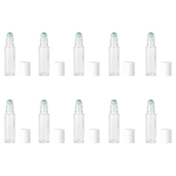 10 Pack 10ml Roll-On Glass Bottles With Caps-Refillable Oil &amp; Perfume Tubes